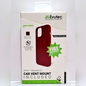 Iphone 12 Pro Max Phone Case with car vent mount - Red